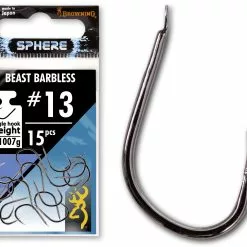Browning#8 Sphere Beast Barbless Hook Met Bled #8 Zwart Nikkel