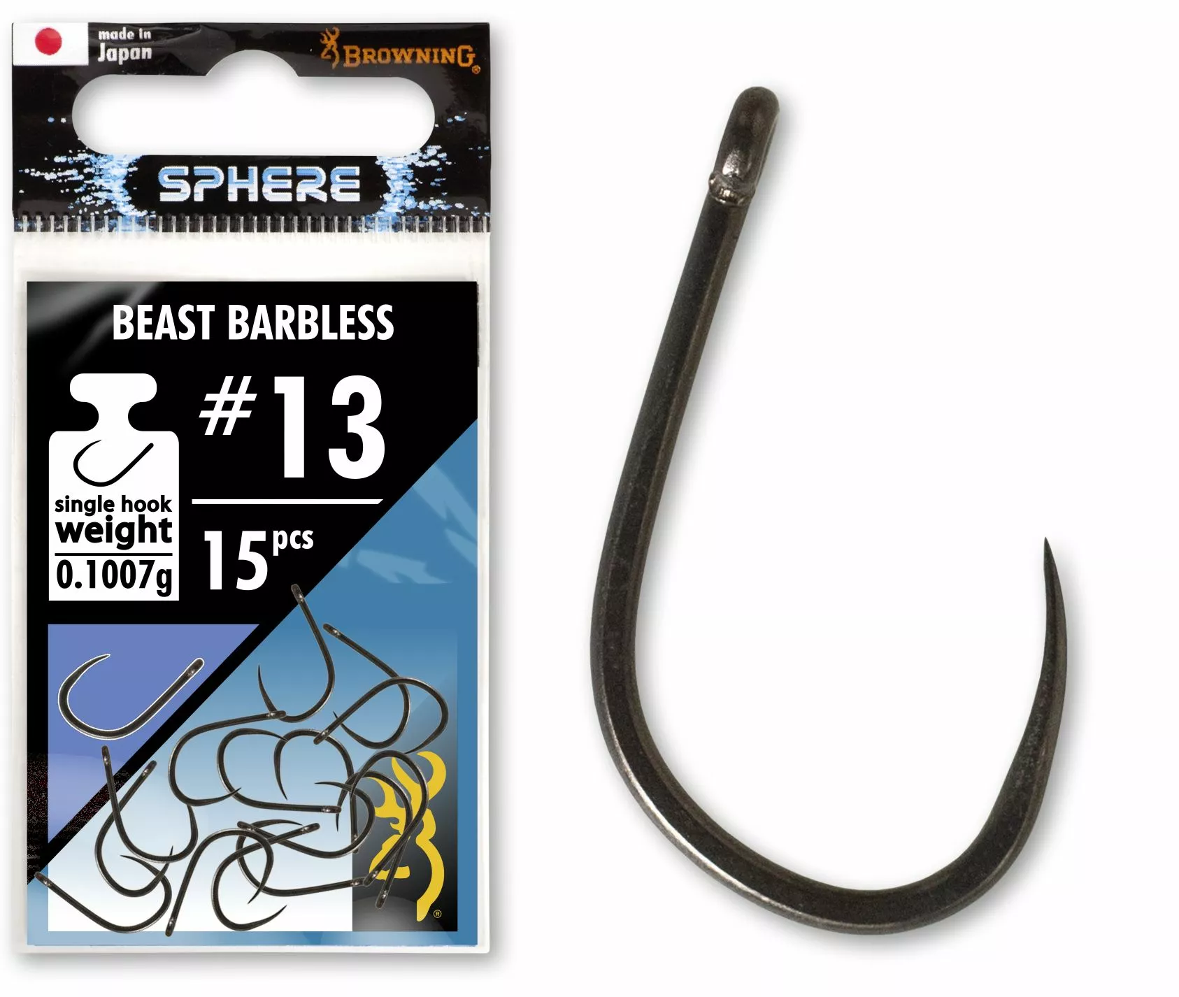 Browning#16 Sphere Beast Barbless Hook Met Oog #16 Zwart Nikkel 3 Browning#16 Sphere Beast Barbless Hook Met Oog #16 Zwart Nikkel