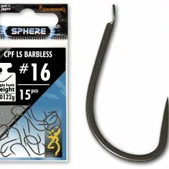 Browning#16 Sphere CPF LS Barbless Hook Met Bled #16 Zwart Nikkel