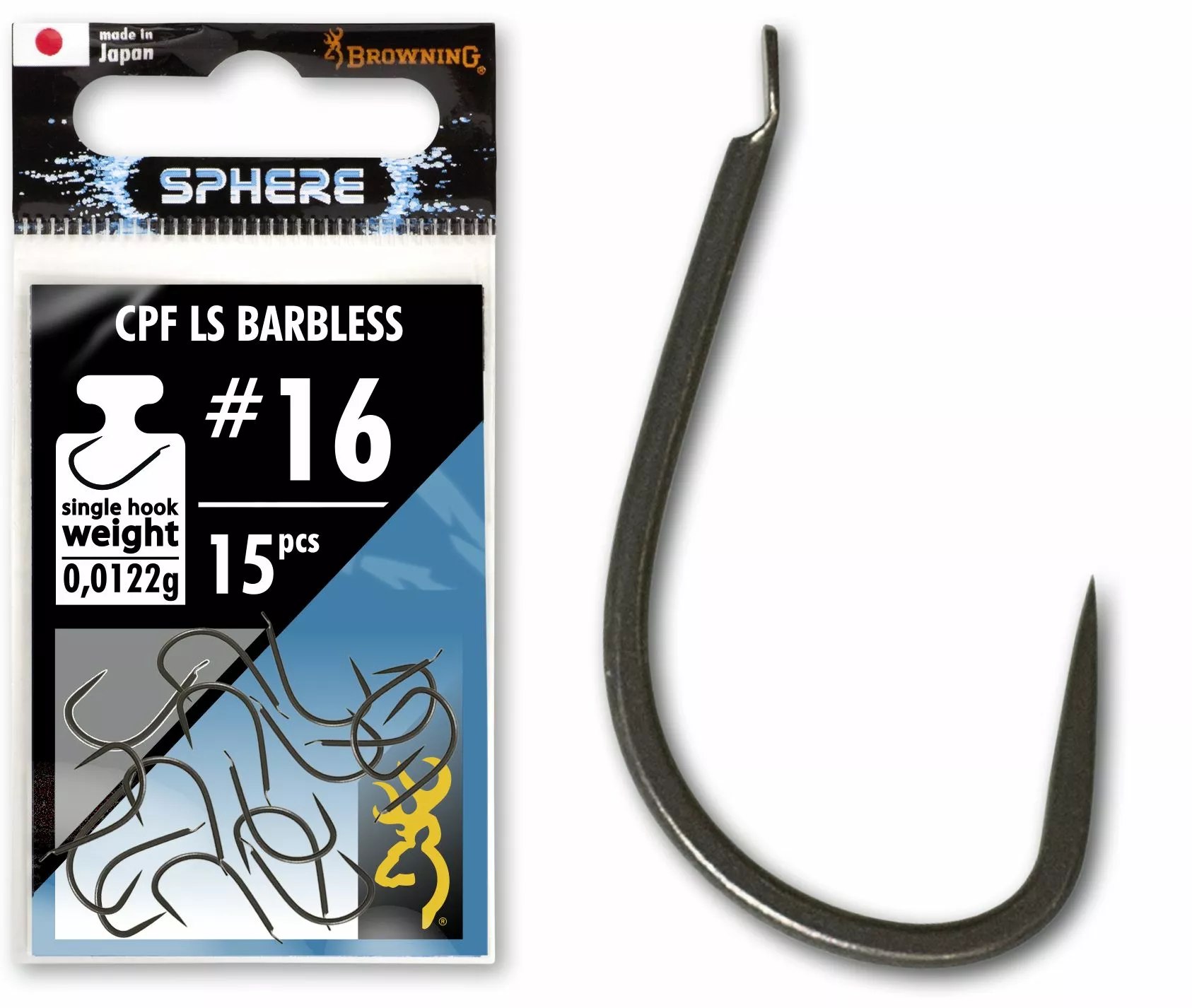 Browning#16 Sphere CPF LS Barbless Hook Met Bled #16 Zwart Nikkel 3 Browning#16 Sphere CPF LS Barbless Hook Met Bled #16 Zwart Nikkel